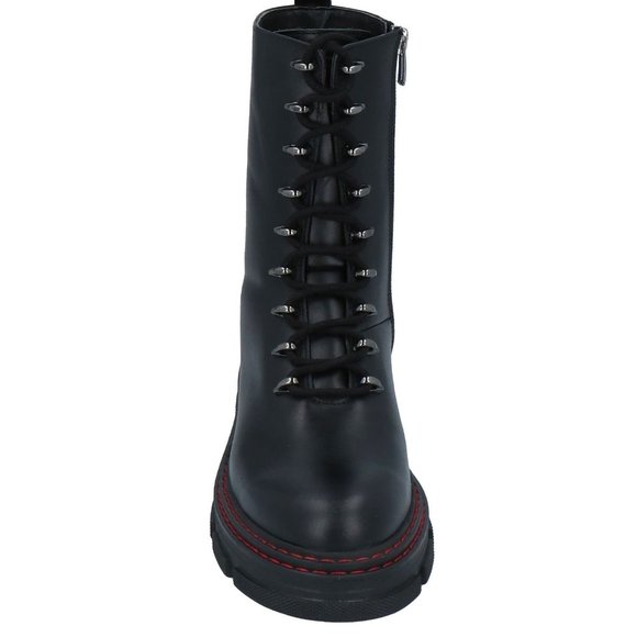 NIB Kurt Geiger London Black Leather Lace or Zip Combat Boots Cool Details! - Picture 3 of 14